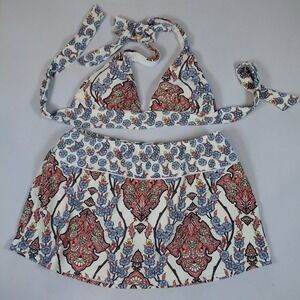 Venus 2 Piece Swimsuit 8 Swim Skirt Halter Top 36B 34C 32D EUC Paisley Floral